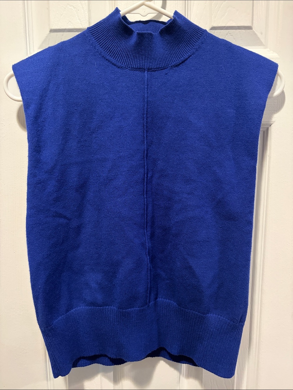 eesome Sleeveless Turtleneck Sweater Vest with Shoulder Pads in Royal Blue